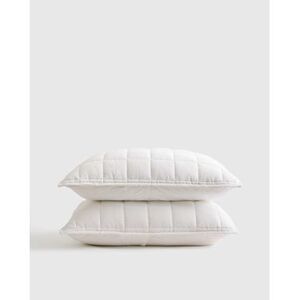 Quince European Linen Box Quilted Sham Set Of 2 White Bedding King